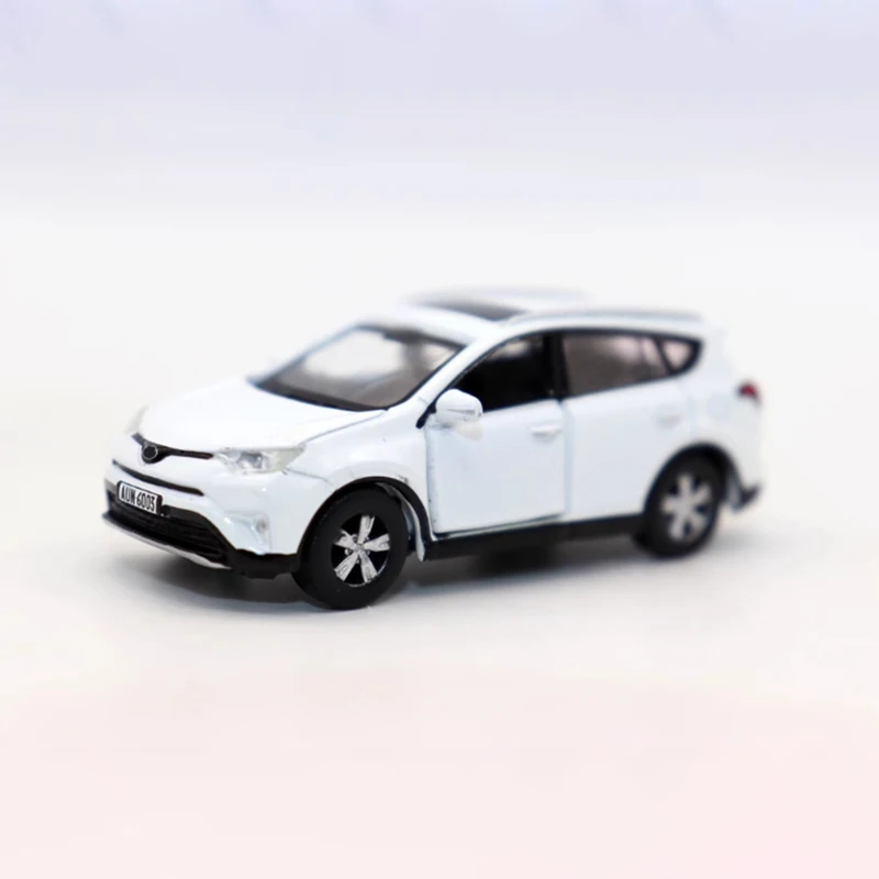 دييكاست سبيكة 1:64 RAV4 الأبيض على الطرق الوعرة نموذج سيارة SUV الكبار خارج الطباعة جمع عرض زخرفة تذكارية