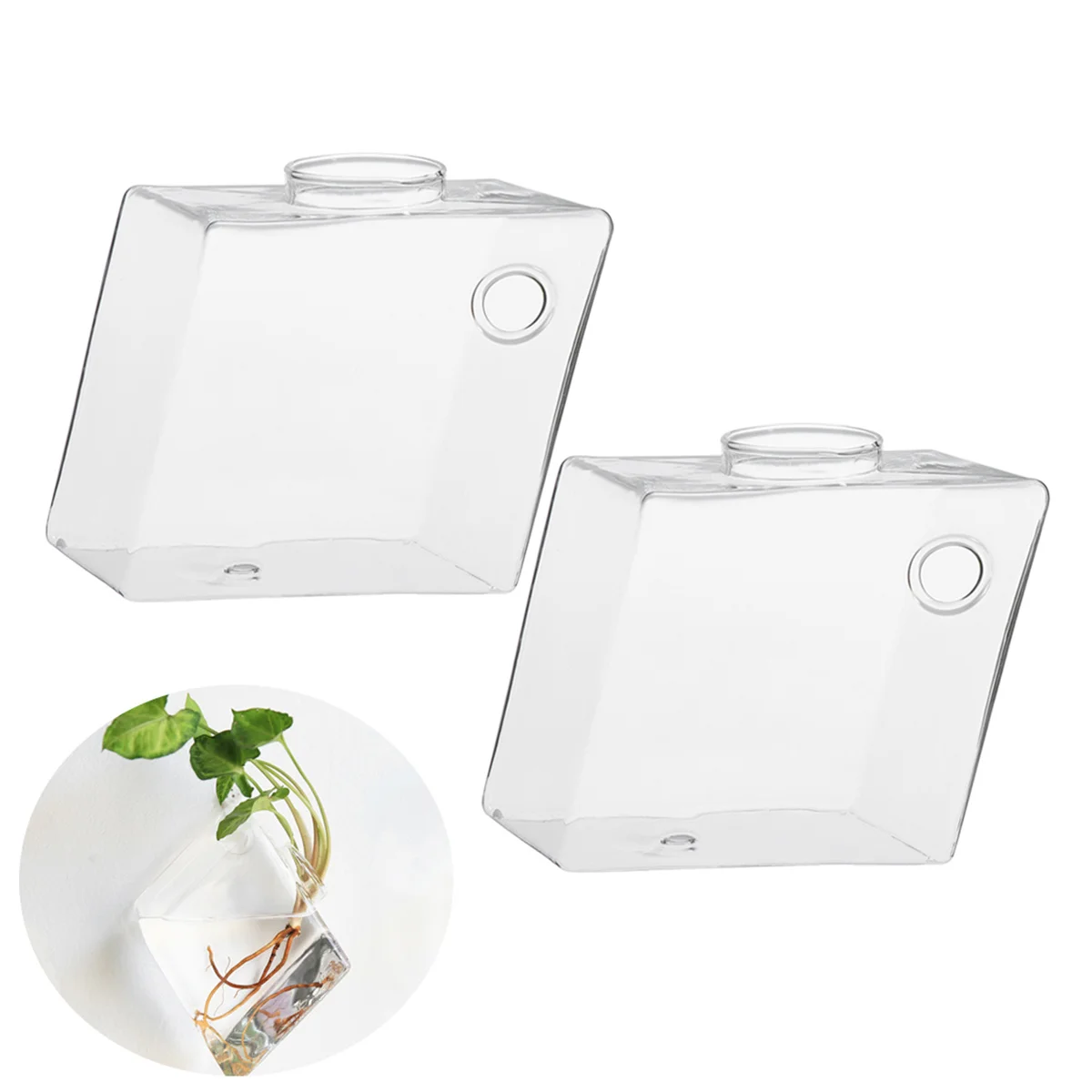 

2Pcs High Borosilicate Glass Flower Vase Exquisite Home Decor Rhombus Shape Purify Beautify Bedroom Living Room Office Gift
