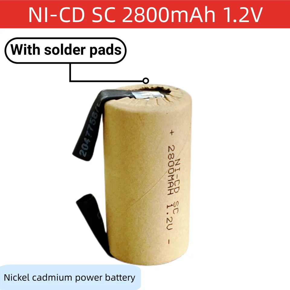 1-20pcs Screwdriver Electric Drill SC Battery 1.2V 2800mah Nickel Cadmium Rechargeable Power Tool Battery With Solder Pads