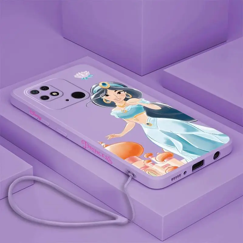 Disney Beautiful Princess Phone Case for Xiaomi Redmi 9C 9T 9 K40 Pro 12 4G 9A 9I 10A 10C 10 Luxury Square Liquid Cover