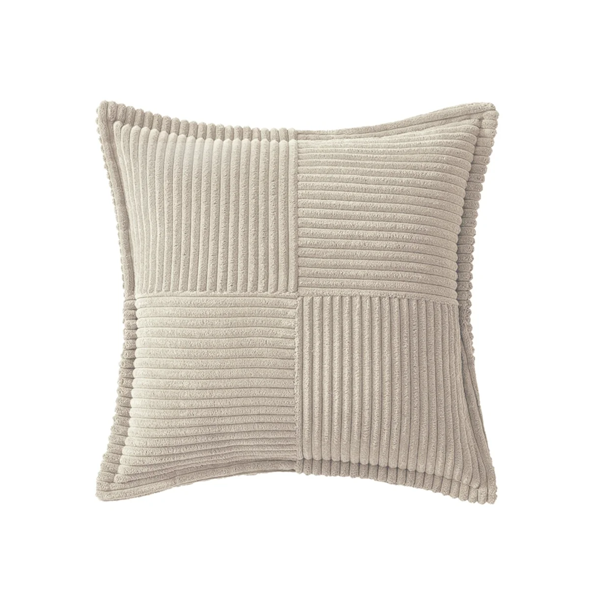 

Corduroy Pillow Covers with Splicing Soft Couch Pillow Covers Broadside Striped Decorative Textured Throw Pillows Beige