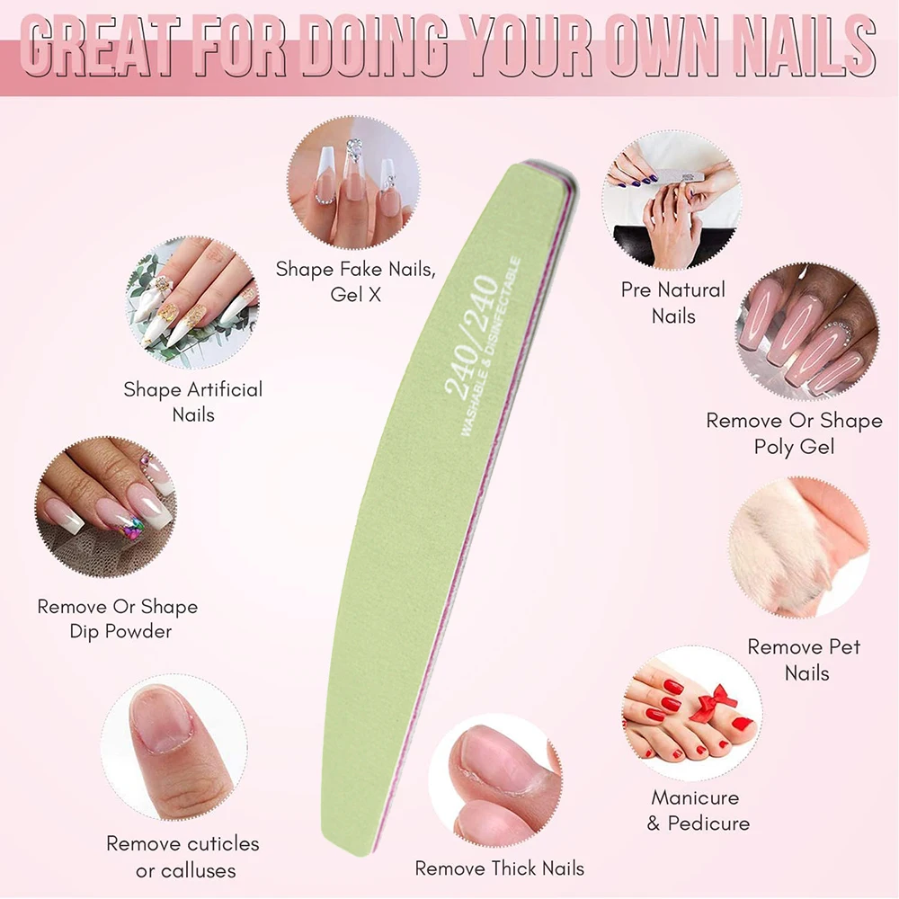 5 Pz Colore Carta Vetrata Unghie File E Buffer Set 80/80 100/100 150/150 180/180 240/240 Grana Barca Lime per Unghie Per Manicure Pedicure