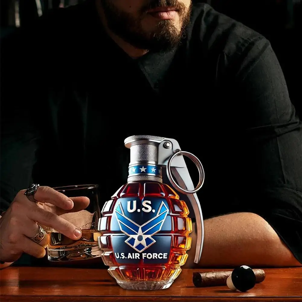 زجاجة ويسكي الدورق زجاج بوروسيليليك مرتفع على شكل قنبلة يدوية مع فلين محكم أدوات برواري منزلية متينة للسكوتش/النبيذ/الخمور #5