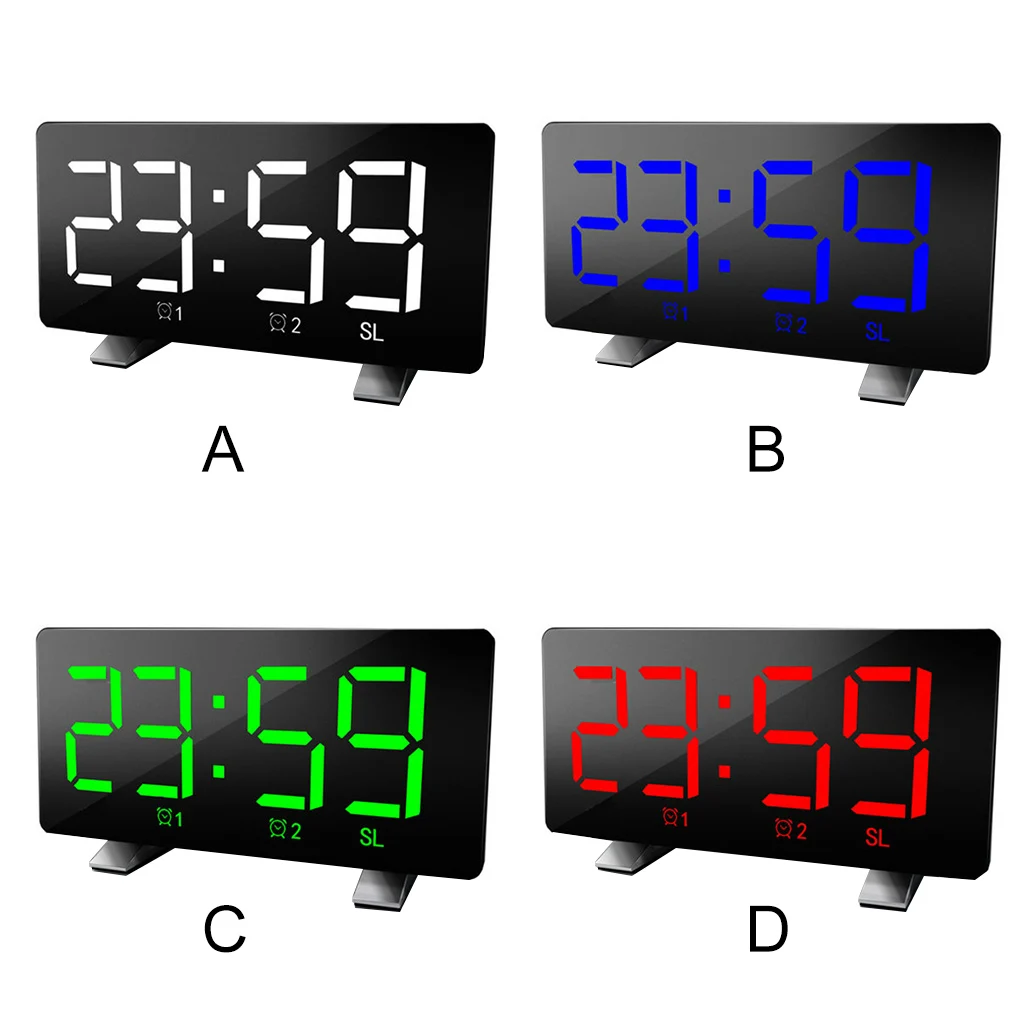 Digital Table Clock FM Radio Snooze Mode Bedroom Hotel LED Display Alarm Clock with USB Port, White Display