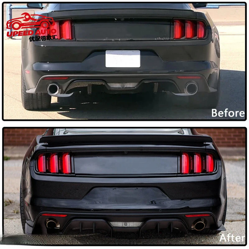 Suitable for RTR Style Diffuser Lip Compatible with d Mustang 2015 2016 2017 Tuning Rear Bumper Valance Bodykits Matte Black