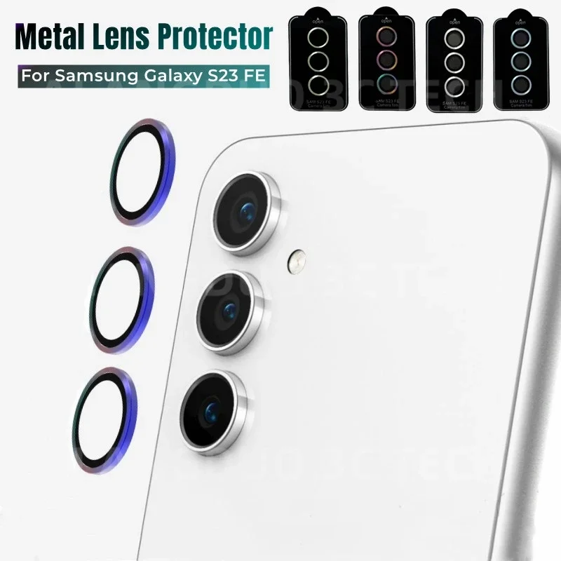 Metal Ring Tempered Glass For Samsung Galaxy S23 FE S23Ultra Plus S23+ Camera Protector Back Lens Cover Protective Cap Sticker