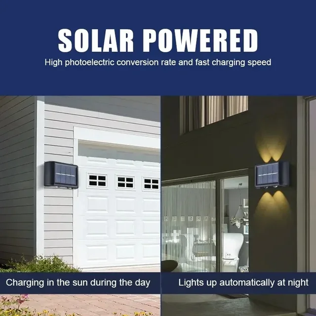 Solar Outdoor Wall Light 12 LED Waterproof Garden Light Courtyard Balustrade Decorative Atmosphere Lamp Down Luminous Solar Lamp 5