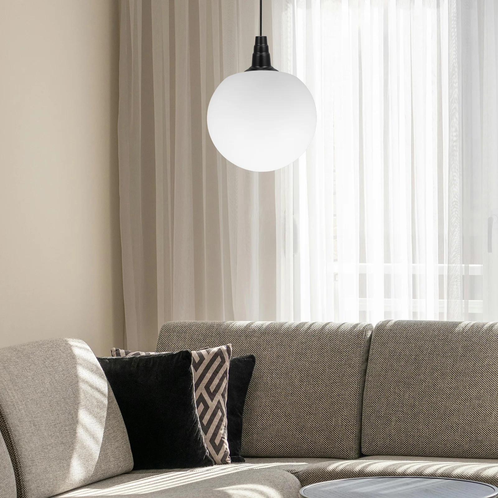 عاكس الضوء البلاستيكي مقاس 25 سم: غطاء إضاءة أبيض على شكل كرة أرضية للإضاءة الناعمة الخارجية، غطاء كروي متين من البولي ايثيلين للتجاري #1