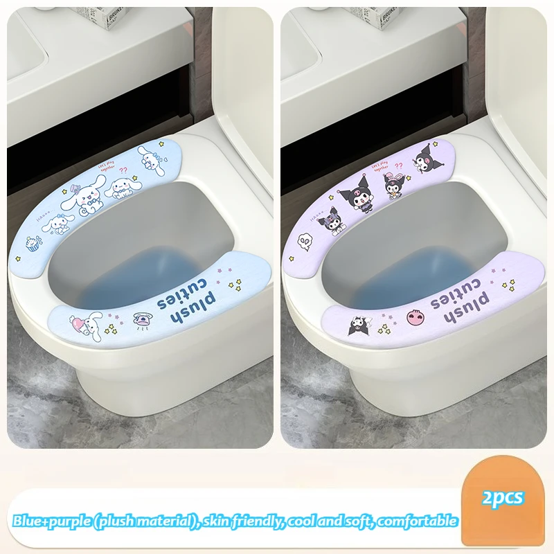 

New Fashion Toilet Cushion Sanrio Cartoon My Melody Kuromi HelloKitty Toilet Sticker Four Universal HouseholdProducts Toilet Pad