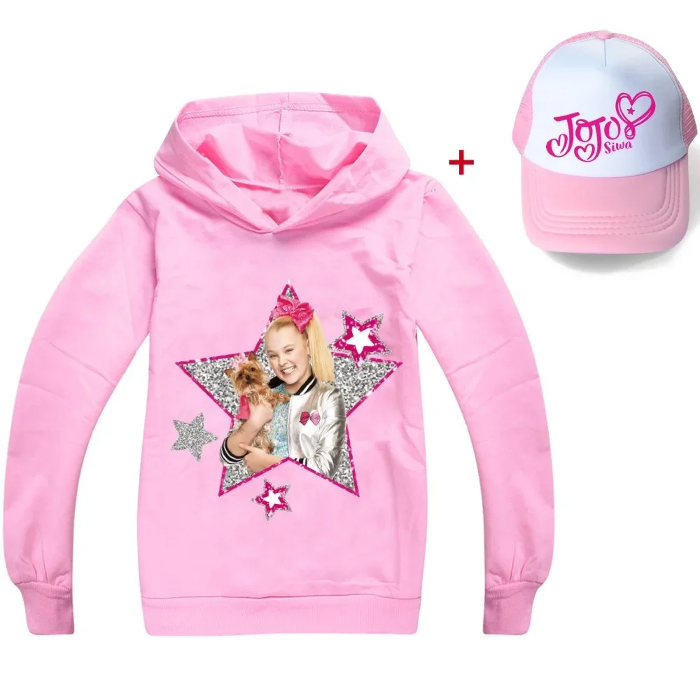 

JoJo siwa Pattern Hooded Sun hat Casual Pullover Suit/Single hoodies sun hat Child Clothing Baby Girls Tops For Kids Sweatshirt