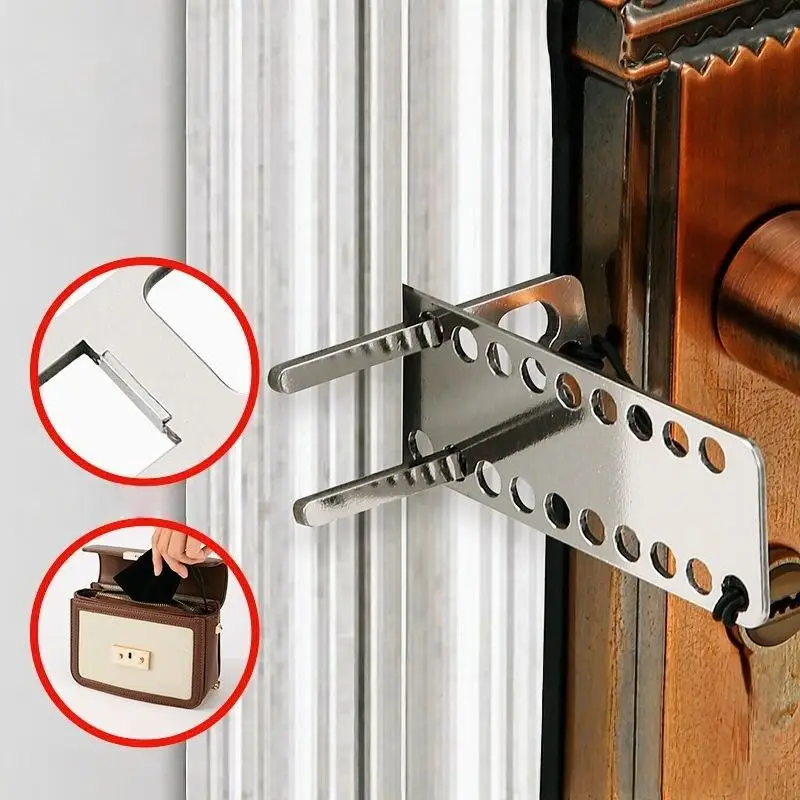 

1Pcs Portable Stainless Steel Magnetic Door Stopper Anti-theft Lock Travel Door Lock For Increased Privacy And Security