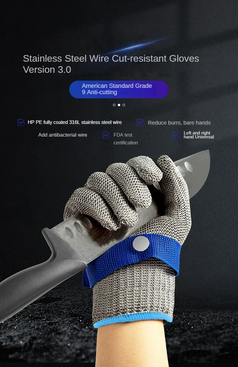 1 Pcs Stainless Steel Mesh Glove, Level 9 Cut Resistance - Ideal for Cooking, Meat Cutting, Fishing, Gardening, Metalwork