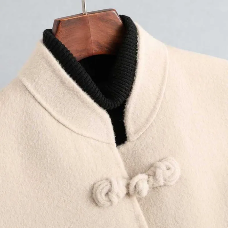 Neue Herbst und Winter Chinesische Retro Stehkragen Schnalle Lose Weste Nationalen Stil Woolen Weste