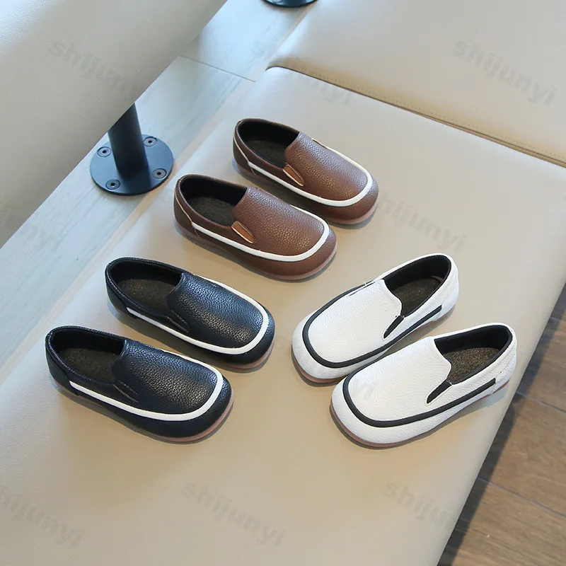 

Детские повседневные туфли в стиле ретро с открытым носком, весна 2024, удобные универсальные мягкие лоферы без шнуровки с низким берцем