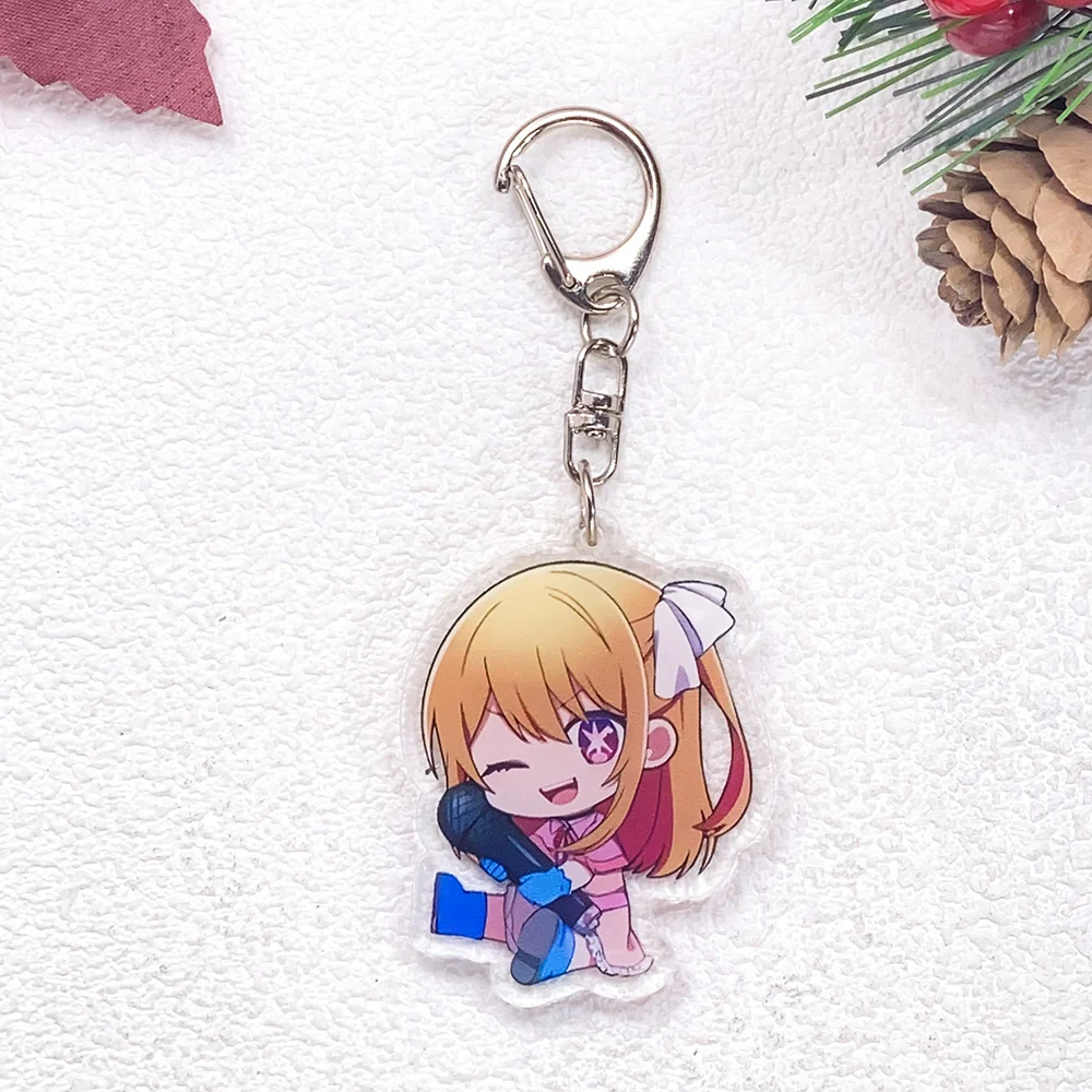 9Pcs Anime Figures OSHI NO KO Car Keychain Accessories Acrylic Cute Charms Pendant For Bag Funny Key Holder Backpack Decoration