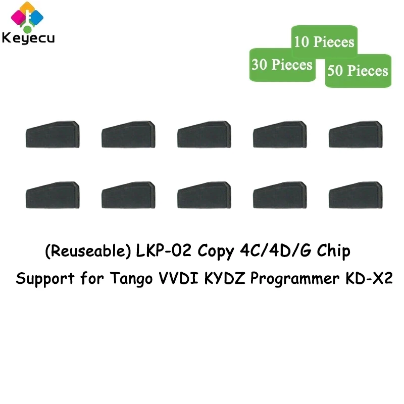 

KEYECU 10 30 50 Pieces LKP-02 Pro Transponder Chip Copy 4C/4D/G Chip Supported by Tango VVDI KYDZ Programmer KD-X2 ( Reuseable )