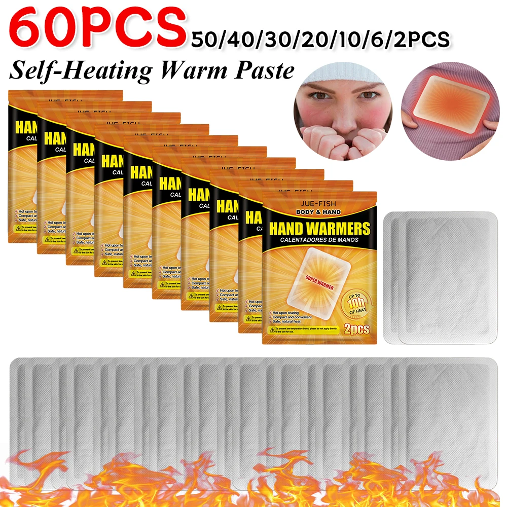 2-60 Stück selbst erhitzende warme Paste Einweg-Winter körper wärmer Fuß luft aktivierte Wärmer Heizkissen für Camping im Freien