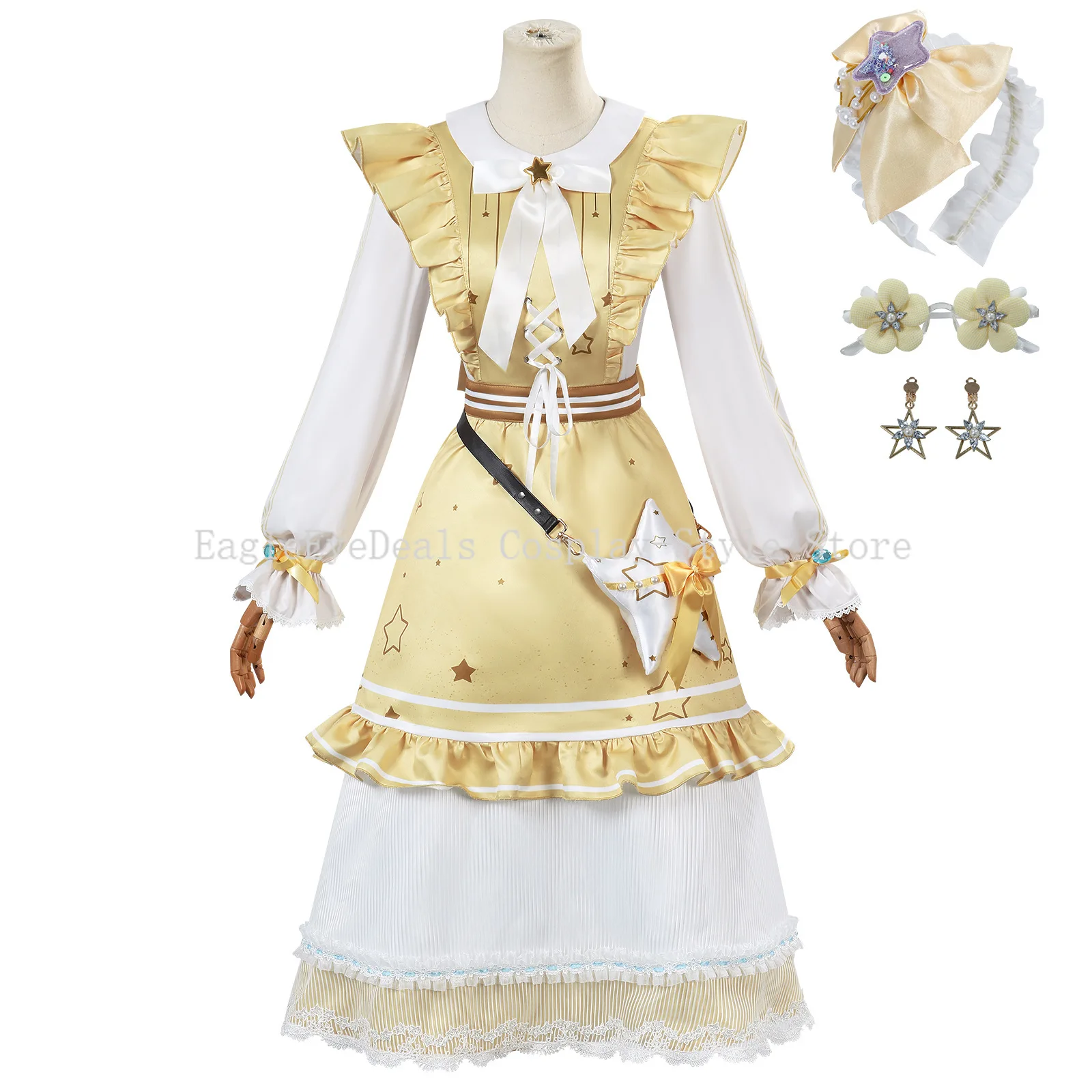 أزياء أنيمي لعبة الهوية V آن ليستر التأثيرية بدلة موحدة للهالوين للنساء لعبة فستان الأميرة الأصفر التاجر