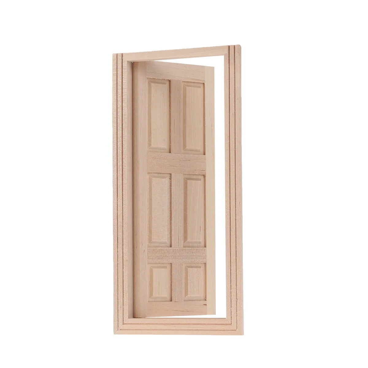 

1 Set Mini House Wooden Color 6-Panel Interior Door Approx 18x85 Cm Natural Finish Perfect for 1:12 Mini House DIY Accessories