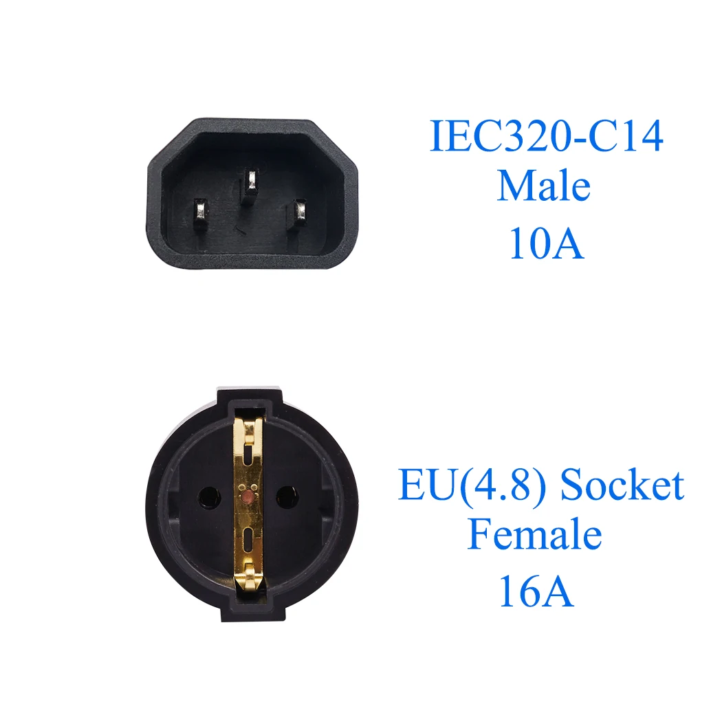 C14-EU Socket IEC320 C14 TO Eu Euro Socket IEC 320 C14 to CEE 7/7 European Female AC Power UPS/PDU Power Lead Adapter