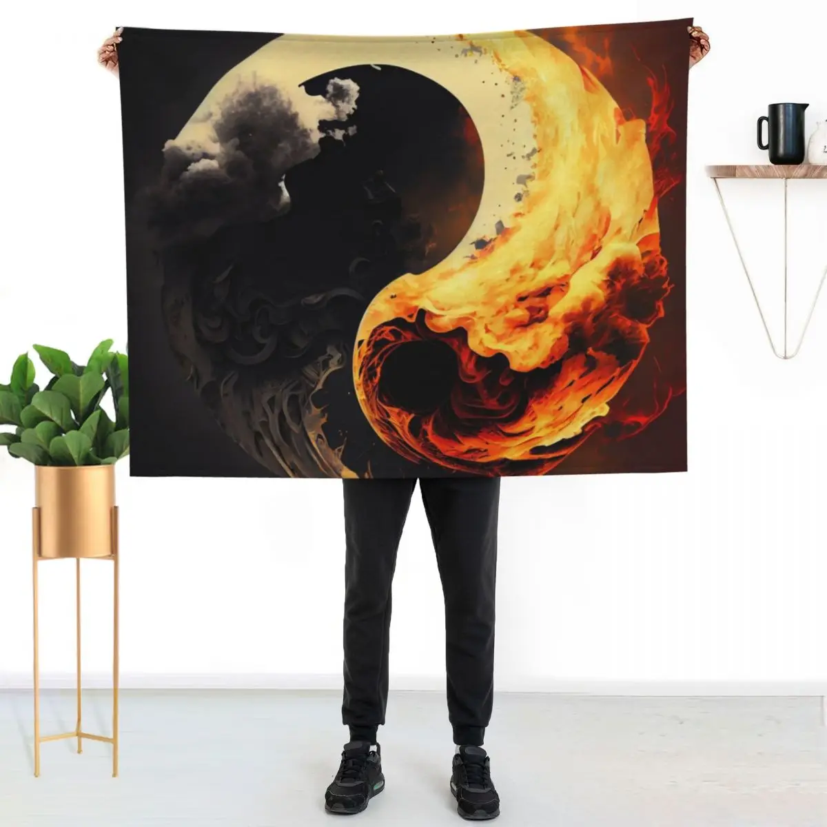 Yin Yang opposing forces Throw Blanket Furry For Decorative Sofa Thermals For Travel Bed covers Multi-Purpose Blankets