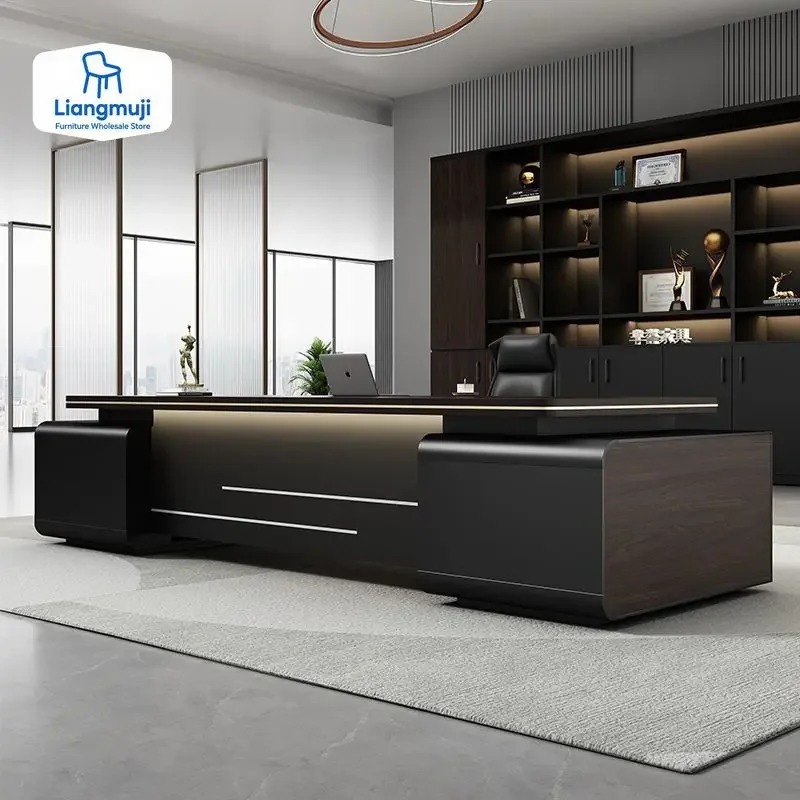 

Light Luxury Boss Office Desk Wooden Storage Designer Vintage Unique Desk High Quality Modern Executive Schreibtisch Furniture
