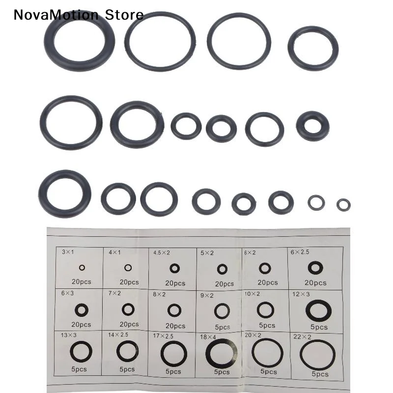 [NM]225Pcs O Ring Kit Durable Rubber Seals Oil Water Resistant Multi Sizes For Auto Plumbing Machinery[NM]