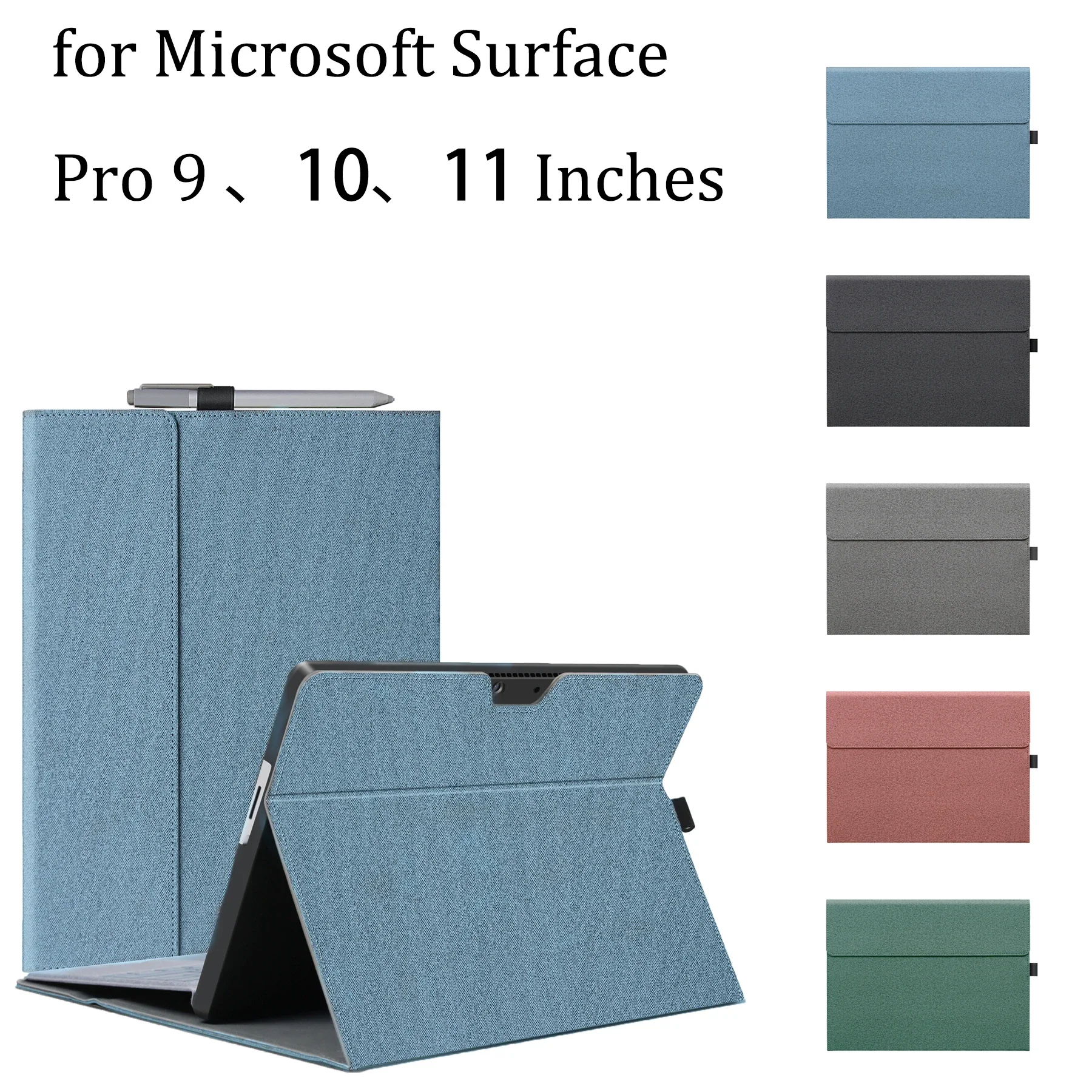 

Microsoft Surface pro 11/10/9 Case 13 Inch Multi-Angle Folio with Stylus Holder for with 2024 AI/Pro 9 5G & Type Cover Keyboard