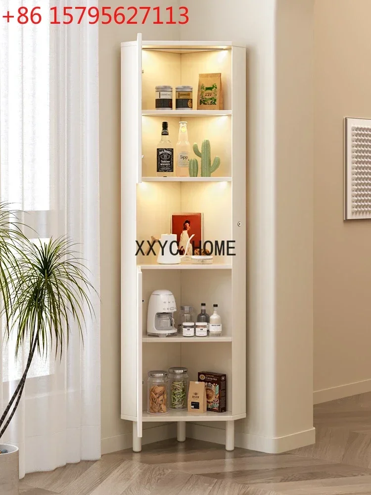 Cream Style Corner Cabinet Living Room Home Triangle Display Corner Locker Triangle Cabinet Side