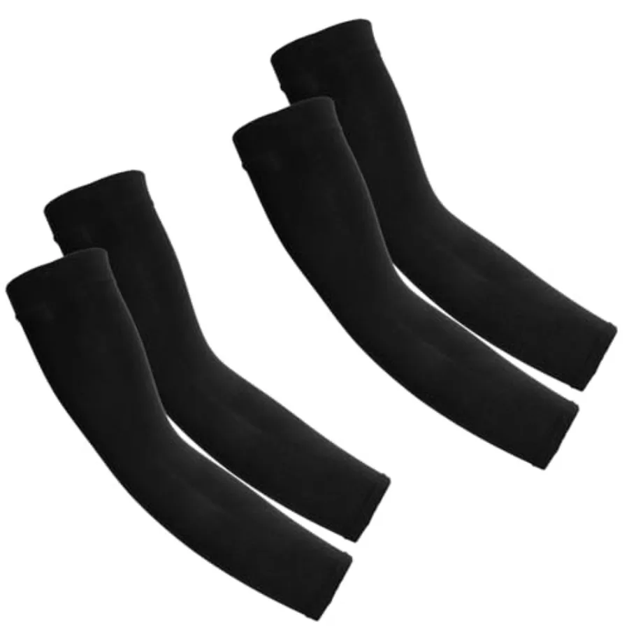 

2 Pairs Plus Size Arm Sleeves for Women UV Sun Protection Sleeves Black Arm Sleeves Cooling Ice Silk Compression Arm Sleeves Co