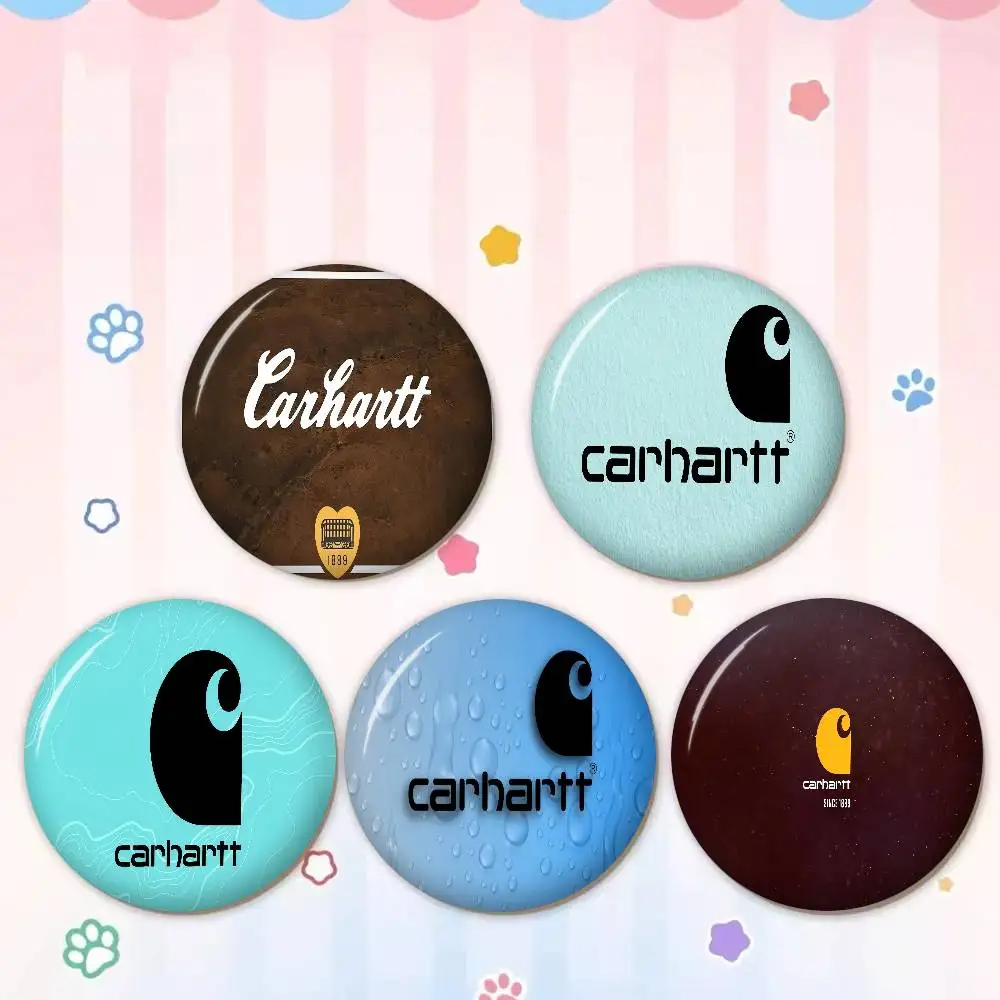 C-Carhartte Tough-Workwear Round Button Pins Slogan Creative Brooches Backpack Clothes Decoration Fashion Cartoon Jewelry Gifts