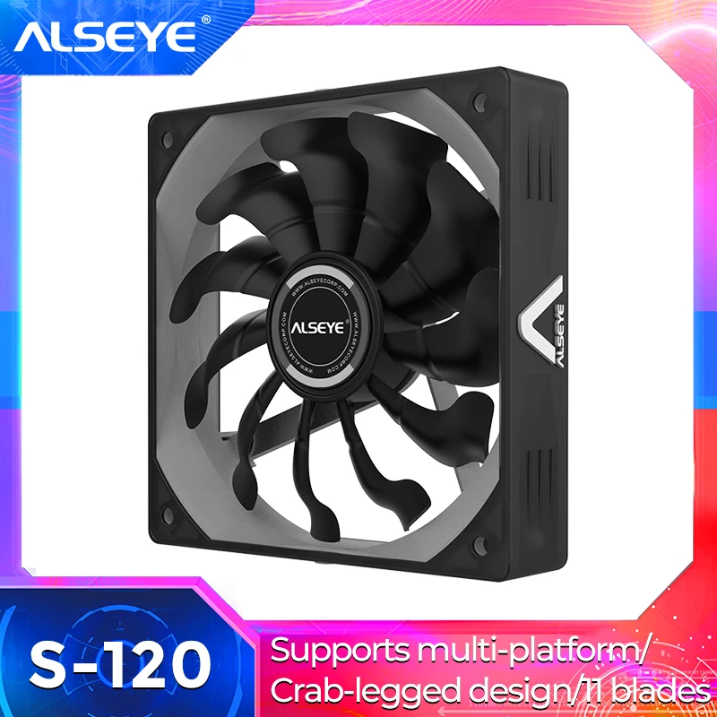 ALSEYE S-120 PC Fan 120mm High Air Flow Cooler 12V 3pin Cooling Fans for PC Case, CPU Cooler, Water Cooling 