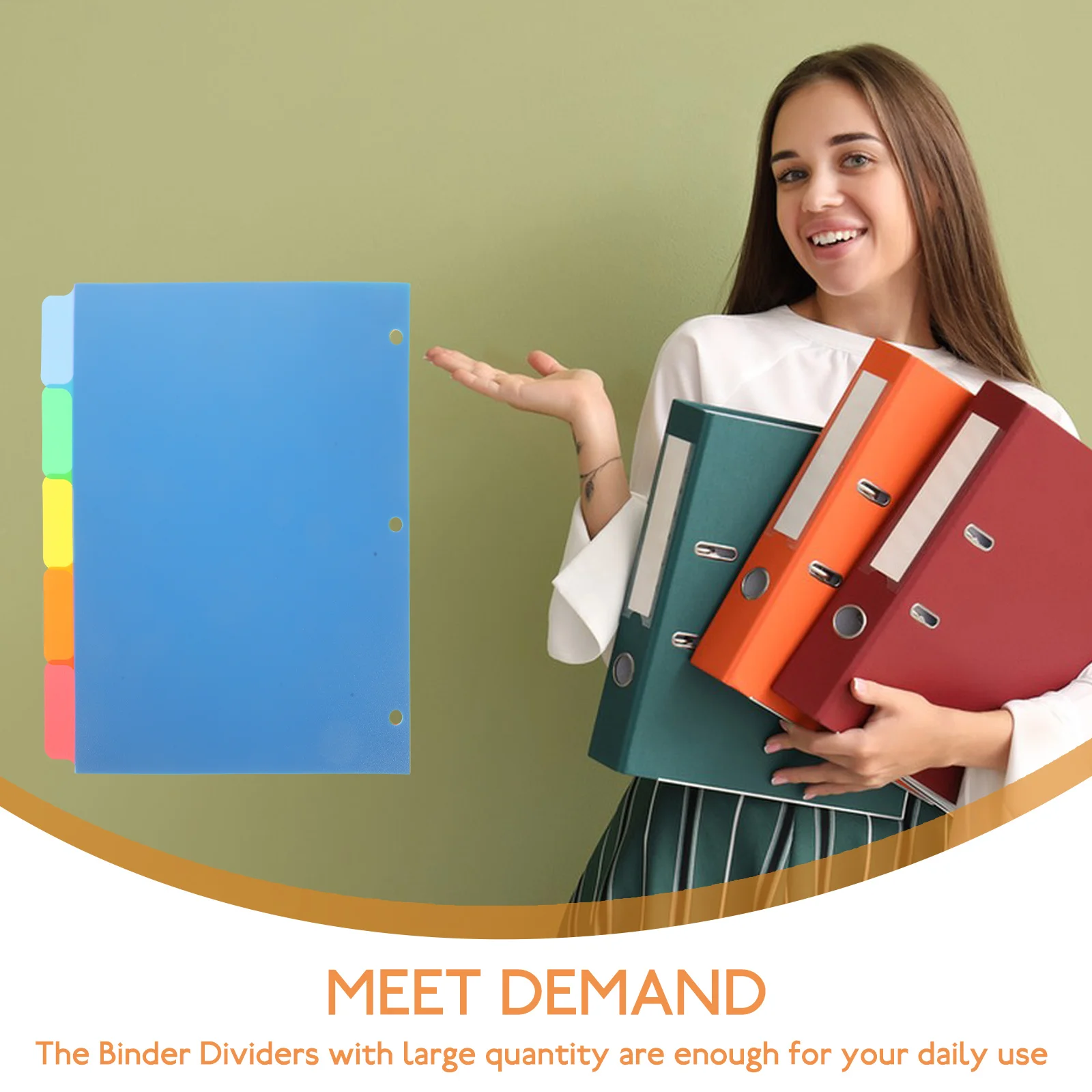 

5pcs Plastic Binder Dividers With Colored Tabs Index Dividers For Notebook Notepad Office Supplies Household Book Organizers