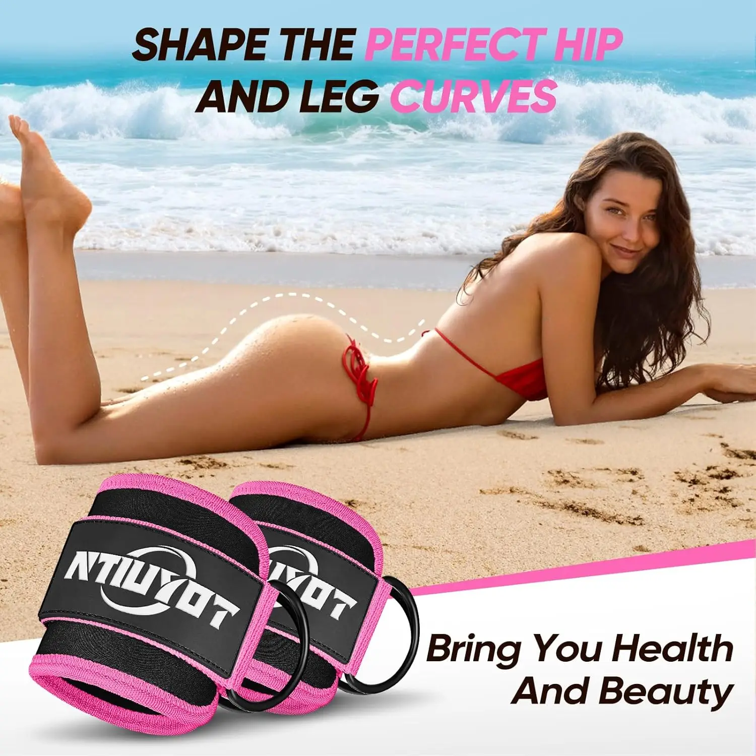 Ankle Resistance Bands with Cuffs, Workout Sets for Women, Resistance Bands for Working Out, Exercise Band for Leg Booty, Home G