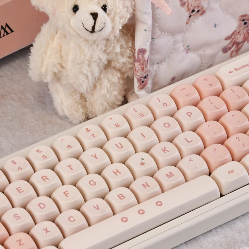 Roze schattige PBT Keycaps, 130 toetsen MOA-profiel Aangepaste sleutelkappen Set voor MX Switch mechanisch toetsenbord