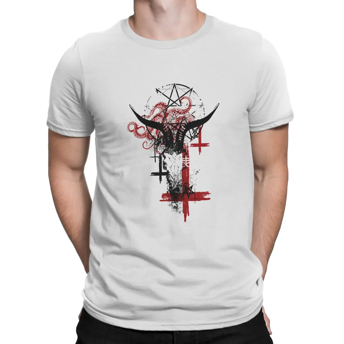 Goat Skull Demon Tentacle Unique TShirt Baphomet Satan Lucifer Leisure T Shirt Summer T-shirt For Men Women