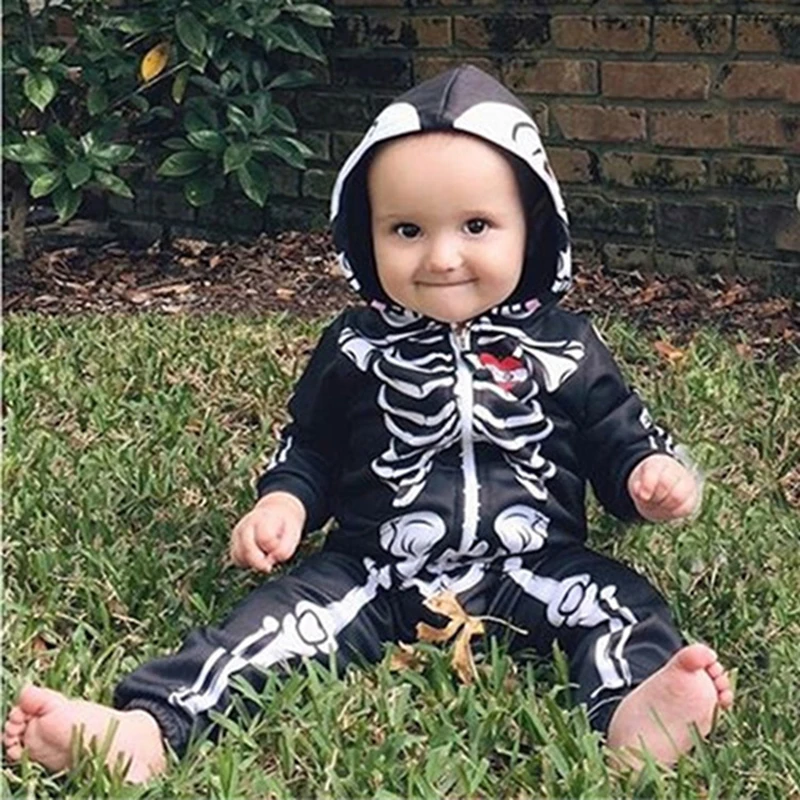 Umorden Baby Skeleton Costume Romper Outfit Hoodie Jumpsuit Infant Toddler Purim Halloween Fancy Dress