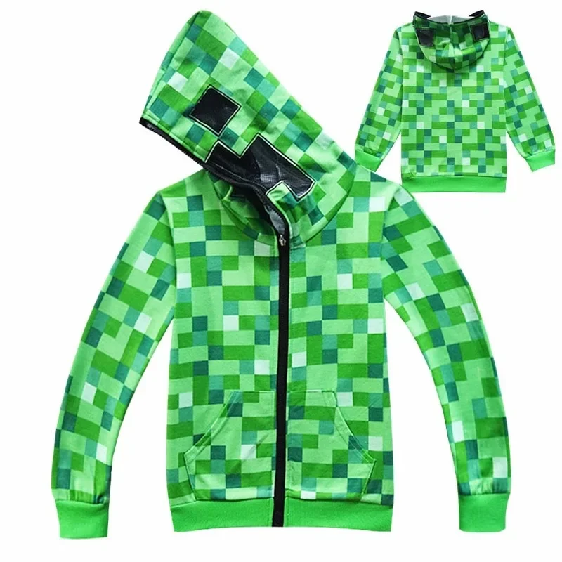 Sudadera con cremallera para niños y niñas, disfraces de Cosplay para Halloween, chaquetas verdes de algodón a la moda, abrigos para exteriores, Tops activos, ropa