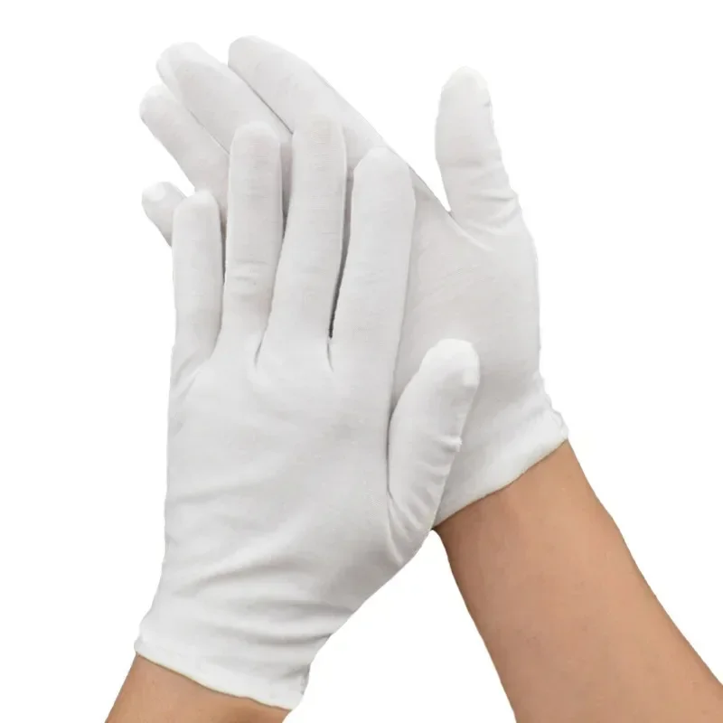 12Pairs White Cotton Work Gloves for Dry Hands Handling Film SPA Gloves Ceremonial High Stretch Gloves Household Cleaning Tools