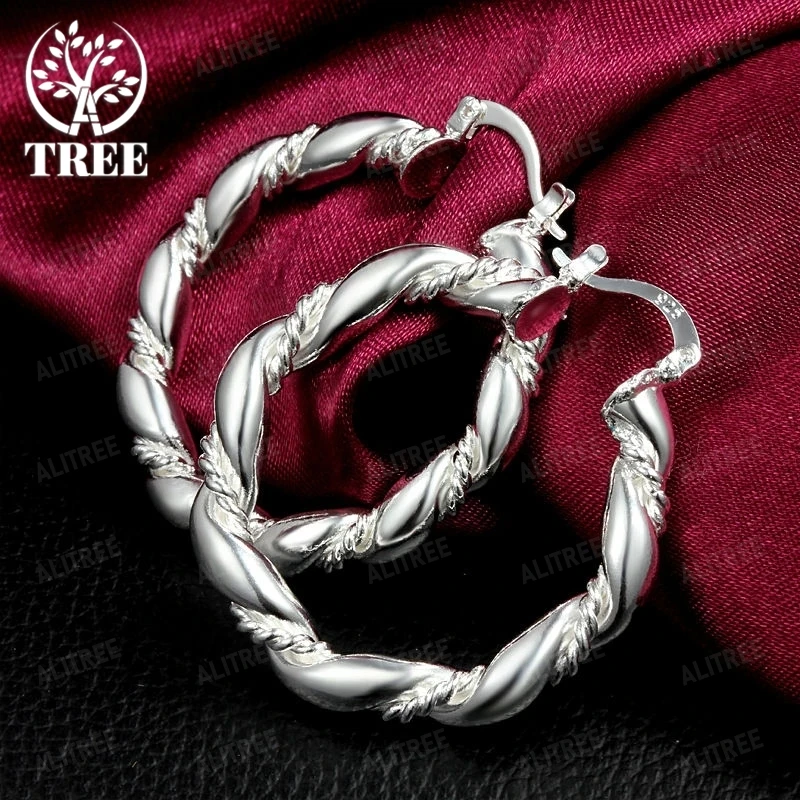 

High quality 925 Sterling Silver hoop Earrings for Woman fashion party wedding Jewelry elegant Christmas Gifts