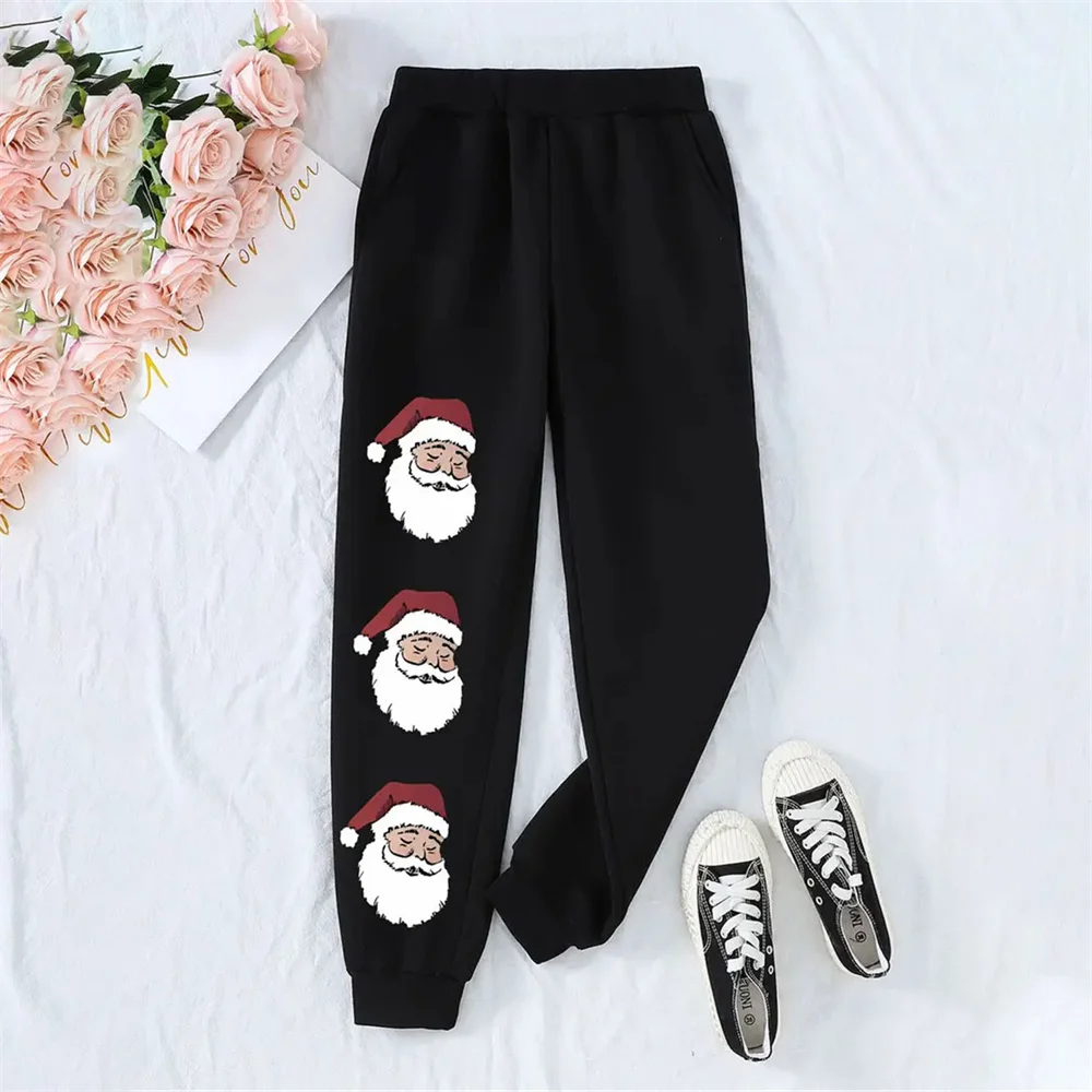 

Уличные повседневные спортивные брюки до щиколотки с 3D принтом Санта-Клауса, осенние и зимние модные теплые брюки, брюки для бега для женщин