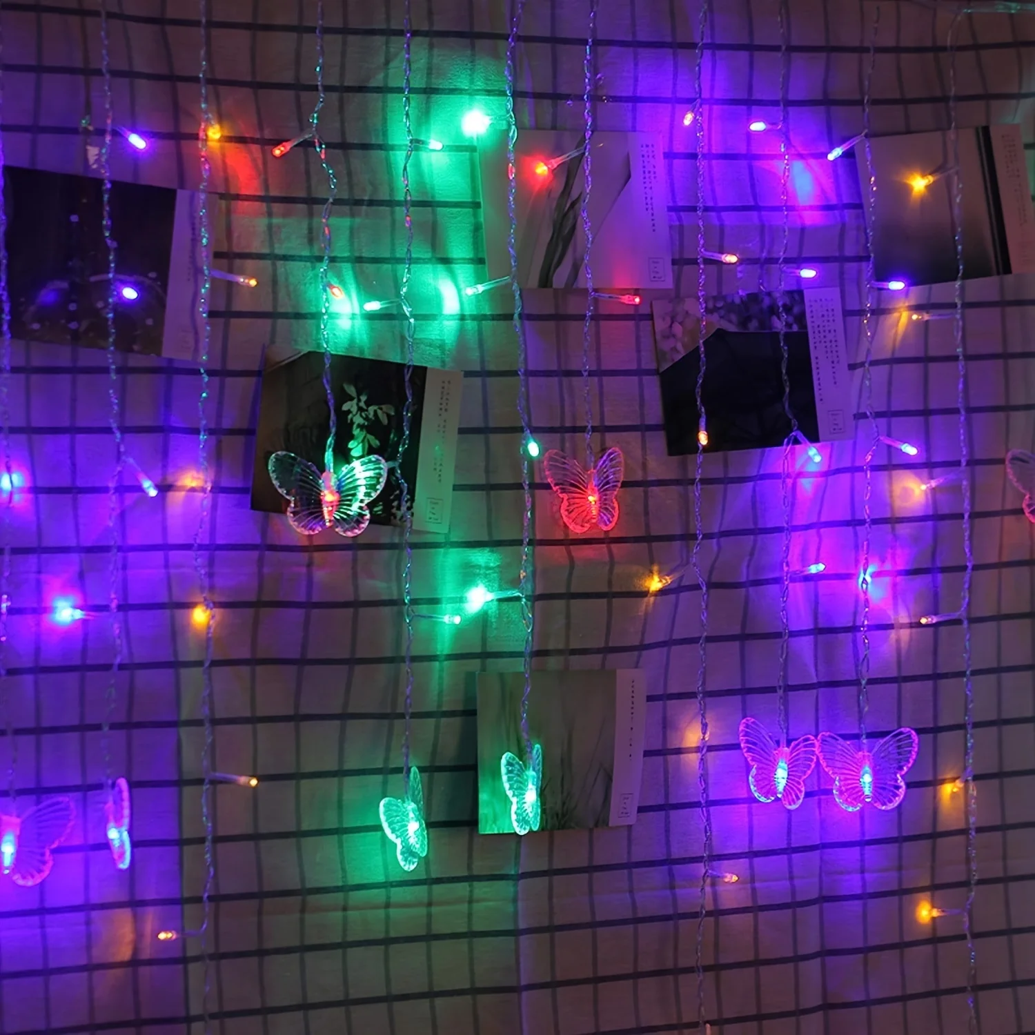 96 LED Butterfly Curtain String Lights 3.5m USB Powered with Remote Control 8 Modes for Home Bedroom Wedding Party Decoration