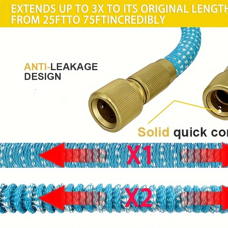 25FT-100FT خرطوم سقي الحديقة القابل للتوسيع غسيل السيارات بالضغط العالي مدفع المياه متعدد الوظائف ، أداة الري والتنظيف في الحديقة #3