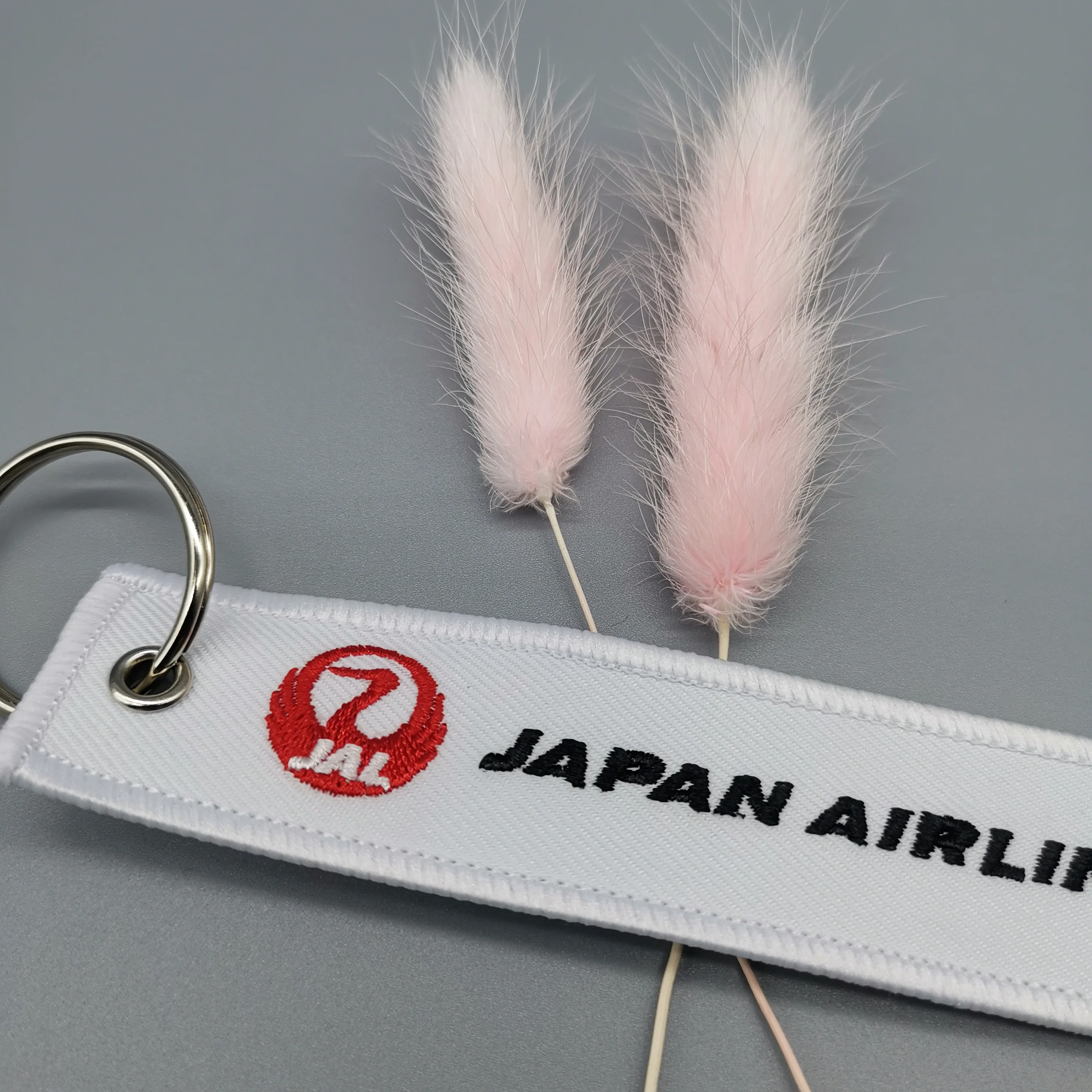 1 PC Japan Airlines Keychain Gift Letter Fashion Trinkey Double Sided Embroidered Motorcycle Key Accessories