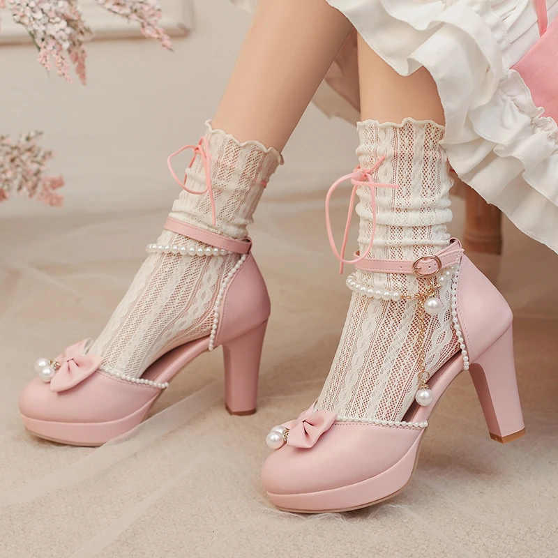 

YQBTDL/2020 милые сандалии принцессы с бусинами, детские школьные туфли на высоком каблуке с галстуком-бабочкой для девочек, белые, черные, розовые, 12 лет