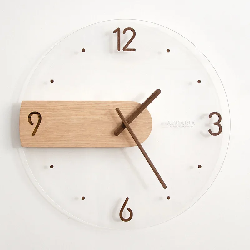 

Simple Nordic Wall Clock Creative Solid Wood Acrylic Glass Home Living Room Wall Decorative Clock Wall