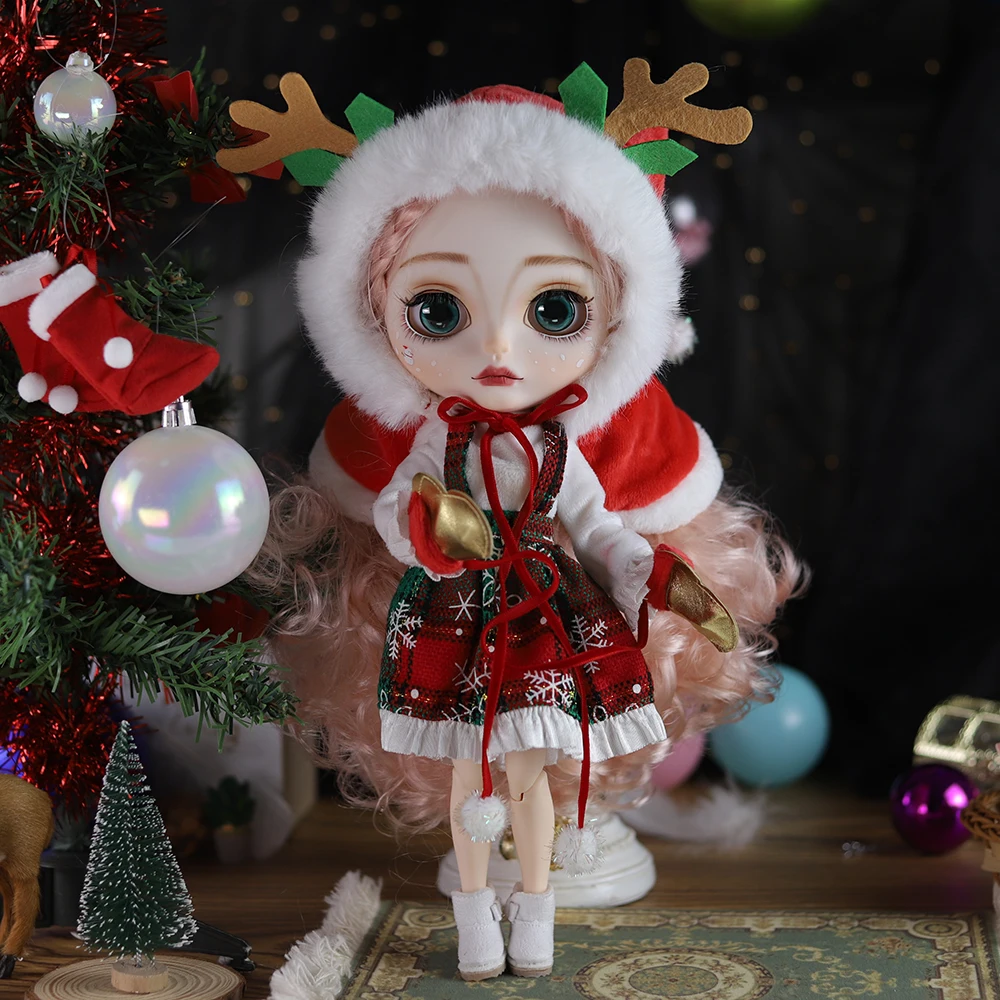 ICY DBS Blyth Doll Christmas Theme Articulated Body Hand-painted Makeup BJD Anime Toy Role Play Set Shoe Hand Girl Gift