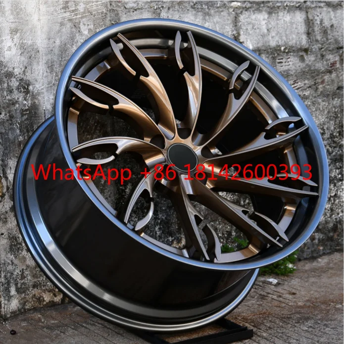 2-Piece Gloss Bronze Black Forged Aluminium Alloy Wheels Custom PCD ET Universal Passenger Car Rims