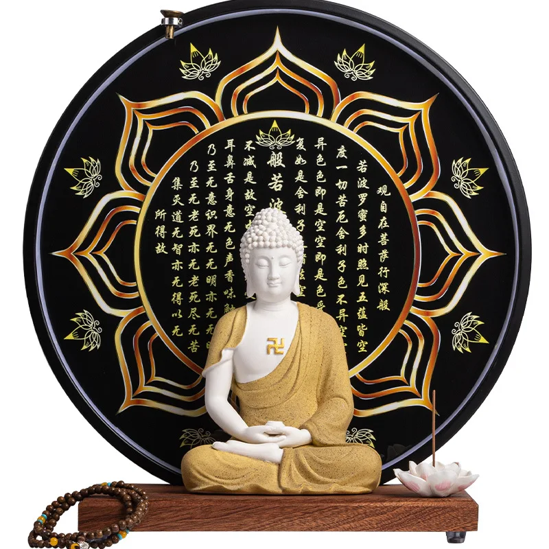 Estatua de Buda Tathagata grande, estatua de Buda Sakyamuni, lámpara de cerámica, círculo personalizado, porche de incienso, decoración del hogar, escultura de Buda