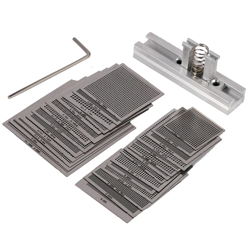 1 Set Top Ceramic Heater Heating Plate & 1 Set Direct Heating Bga Stencils Templates + Fixture Tin Solder Ball Tools